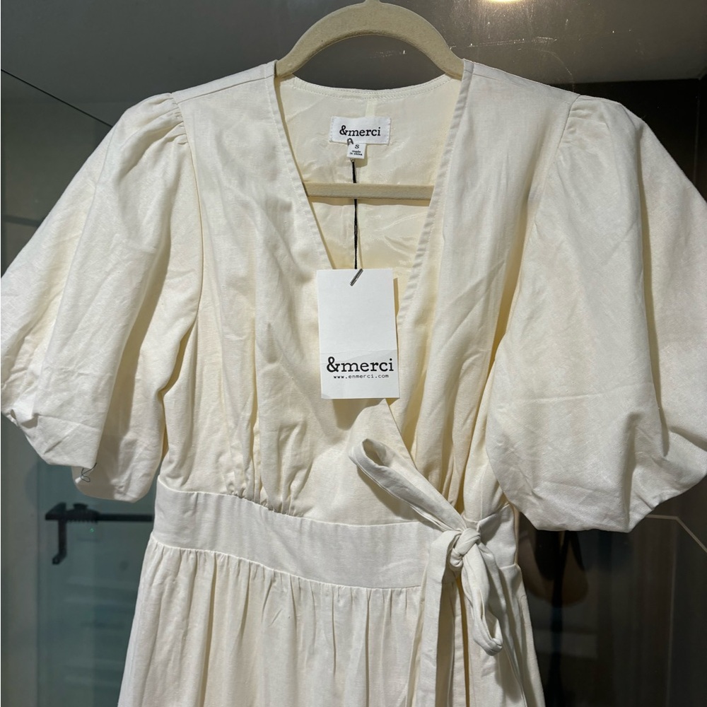 &Merci Nora Wrap White Midi Dress